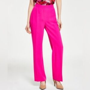 Bar III Women’s 4 High Rise Crepe Wide Leg Trouser Dress Pants S Hot Pink